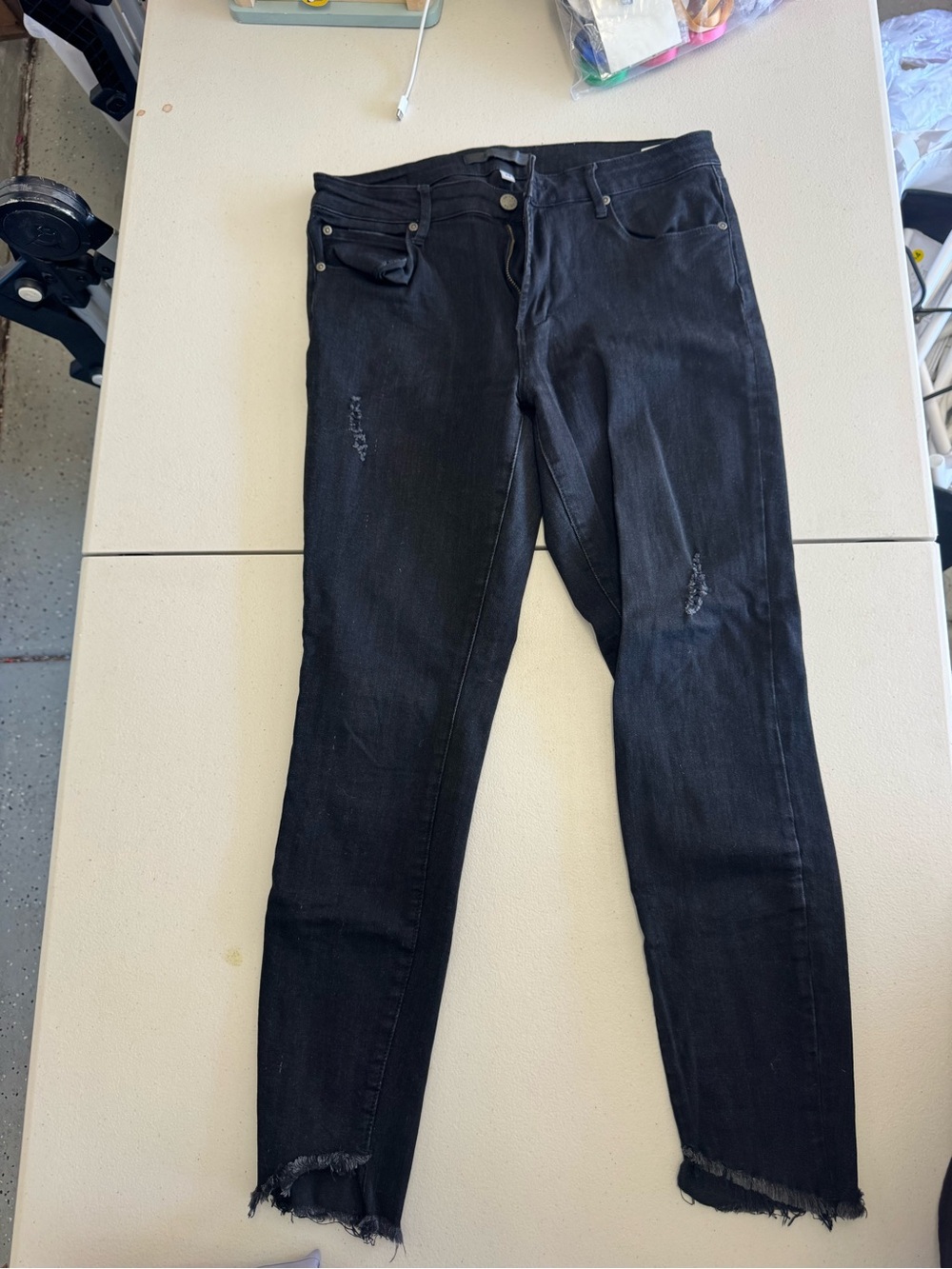 Leith Black Skinny Jeans with Raw Hem